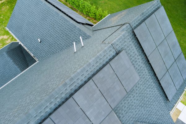 Rooftop solar photovoltaic panels with green power renewable energy